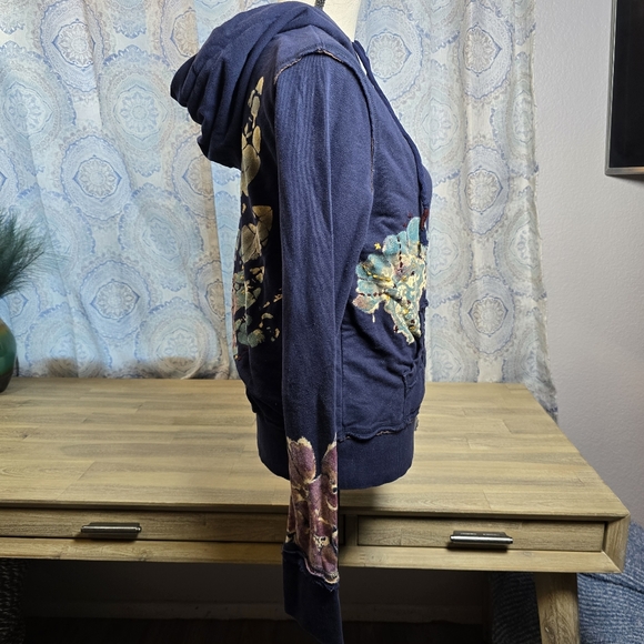Miss Me Women's Embellished Hoodie – Boho Floral Zip-Up, Size L - Picture 5 of 6